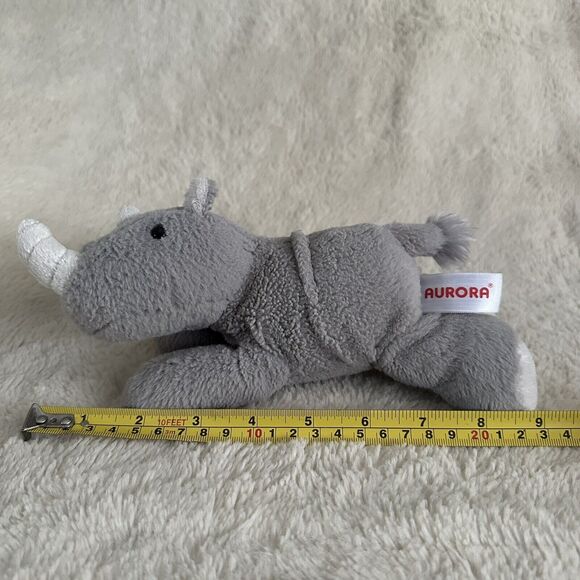 Aurora World Grey Rhinoceros Rhino 9” Plush Stuffed Animal Zoo - Picture 5 of 5